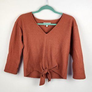 Madewell Texture & Thread Long Sleeve Tie Front Top sz XS